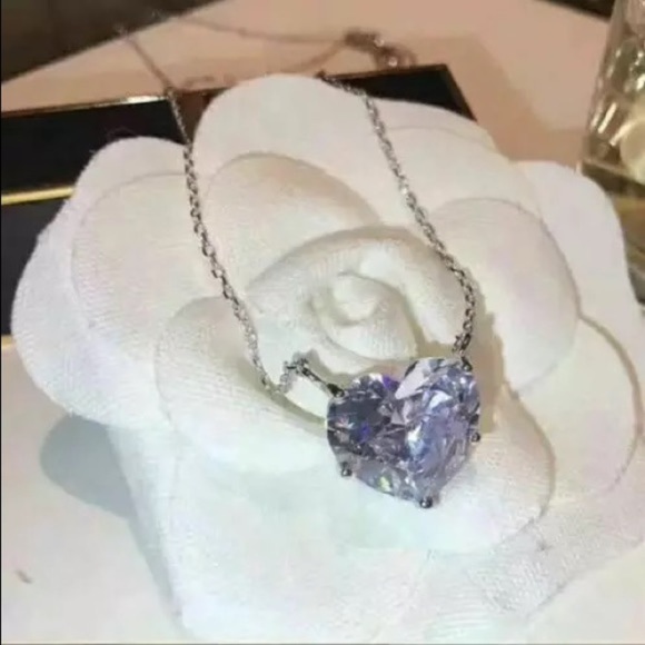 Crystal and Silver Floating Heart Necklace, only 1 left in stock! - Picture 3 of 5